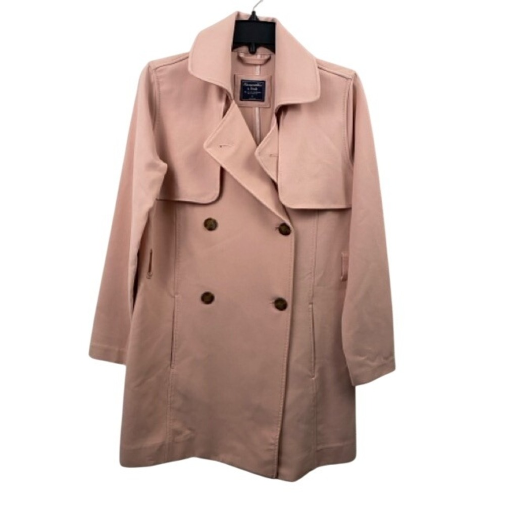 Abercrombie & Fitch Pink Double Breasted Trench Coat Women Small Blush Jacket